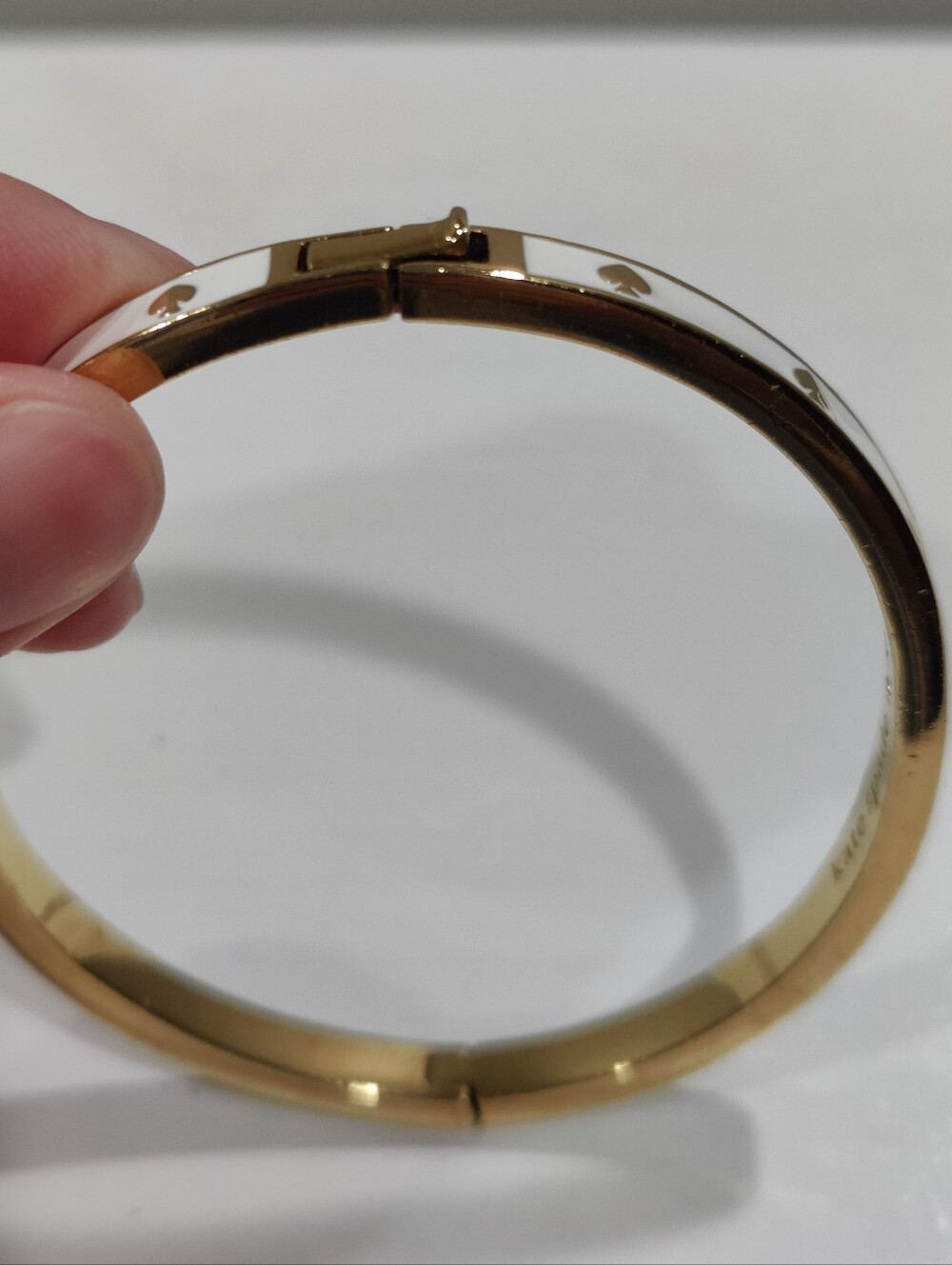 Kate Spade Thin White Gold Enameled Bangle Bracelet - Picture 3 of 4